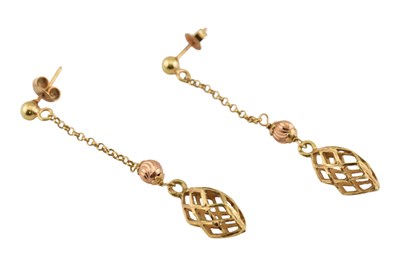 Lot 289 - PAIR OF ITALIAN 9CT GOLD PENDANT EARRINGS