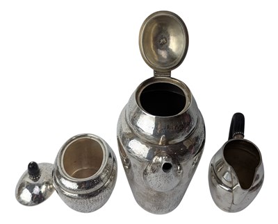 Lot 10 - GEORG JENSEN - DANISH 925 SILVER THREE-PIECE COFFEE SERVICE