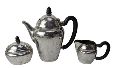 Lot 10 - GEORG JENSEN - DANISH 925 SILVER THREE-PIECE COFFEE SERVICE