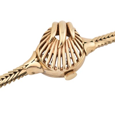 Lot 135 - 1960S HALLMARKED 9CT GOLD CLAM SHELL ROTARY BRACELET WATCH