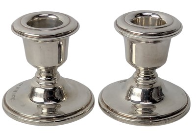 Lot 71 - PAIR OF 20TH CENTURY ELIZABETH II HALLMARKED SILVER STUB CANDLESTICK HOLDERS