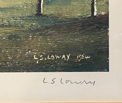 Lot 260 - LAURENCE STEPHEN LOWRY RA - LANDSCAPE WITH FARM BUILDINGS - SIGNED LITHOGRAPH