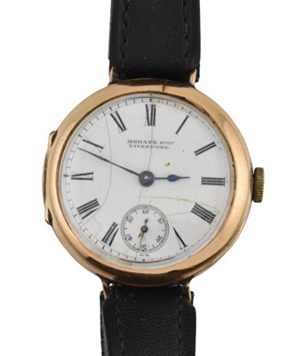 Lot 502 - EDWARDIAN HALLMARKED 9CT GOLD CASED MORATH BROTHERS WRISTWATCH