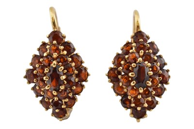 Lot 477 - PAIR OF ITALIAN 18CT GOLD & GARNET CLUSTER EARRINGS