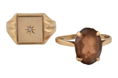 Lot 405 - TWO HALLMARKED 9CT GOLD RINGS