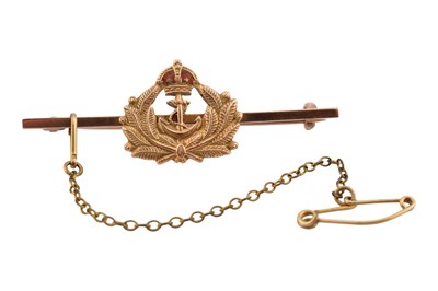 Lot 427 - 9CT GOLD & ENAMEL NAVAL BROOCH PIN