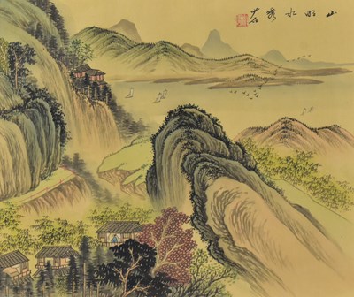 Lot 96 - 20TH CENTURY CHINESE INK & COLOUR PAINTING ON PAPER 二十世纪山水画