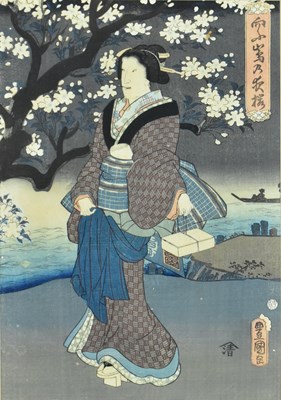 Lot 211 - UTAGAWA KUNISADA - PORTRAIT OF A LADY PRINT 歌川国贞 -女士 印刷品