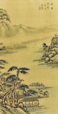 Lot 212 - 20TH CENTURY INK ON PAPER PAINTING 二十世纪水墨山水 - 平湖帆影