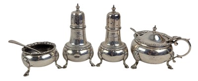 Lot 57 - 20TH CENTURY GEORGE V HALLMARKED SILVER 4 PIECE CRUET SET BY MAPPIN & WEBB
