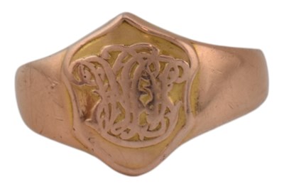 Lot 215 - EDWARDIAN HALLMARKED 15CT GOLD SIGNET RING AF