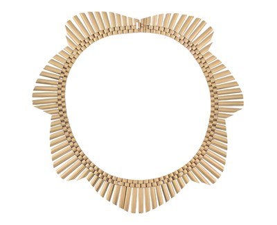 Lot 3 - 1950s HALLMARKED 9CT GOLD CLEOPATRA FRINGE COLLAR NECKLACE