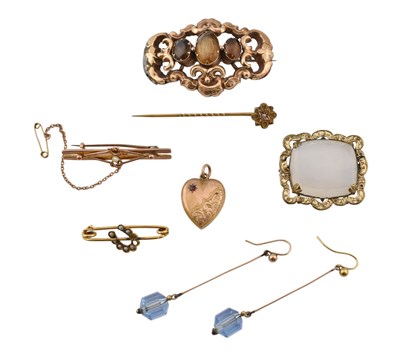 Lot 434 - COLLECTION OF 19TH & EARLY 20TH CENTURY GOLD JEWELLERY