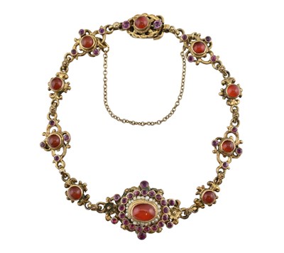 Lot 108 - CONTINENTAL PASTE & PEARL CLUSTER BRACELET
