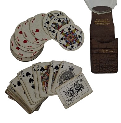 Lot 120 - TWO MIDCENTURY DECKS OF ADVERTISING PLAYING CARDS & A TIN OF DOMINOES
