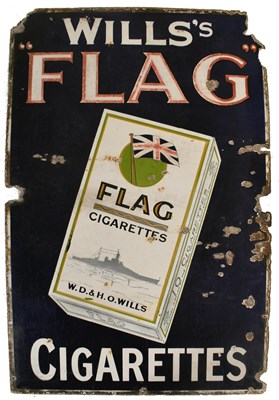 Lot 105 - EARLY 20TH CENTURY WILLS FLAG CIGARETTES ENAMEL SIGN