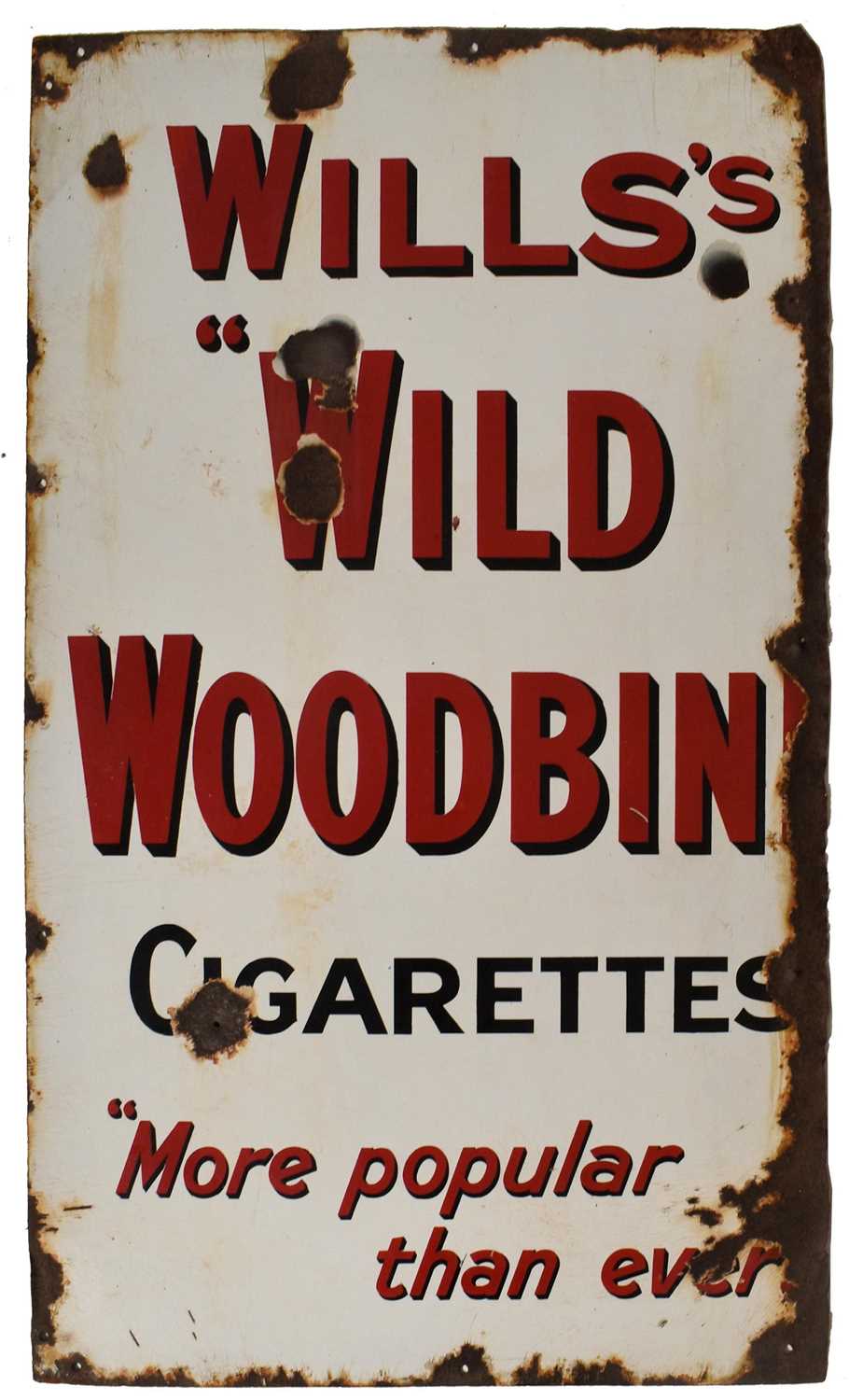 Lot 90 - EARLY 20TH CENTURY WILLS WOODBINE ENAMEL ADVERTISING SIGN