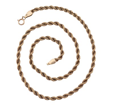 Lot 537 - HALLMARKED 9CT GOLD ROPETWIST CHAIN NECKLACE