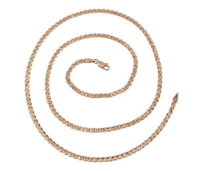 Lot 216 - HALLMARKED 9CT GOLD FLAT CURB LINK CHAIN NECKLACE