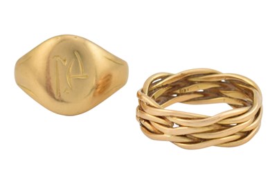 Lot 44 - TWO HALLMARKED 18CT GOLD RINGS