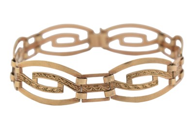 Lot 85 - ART DECO GOLD SIX PANEL BRACELET