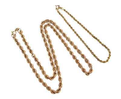Lot 193 - HALLMARKED 9CT GOLD ROPETWIST CHAIN NECKLACE & BRACELET