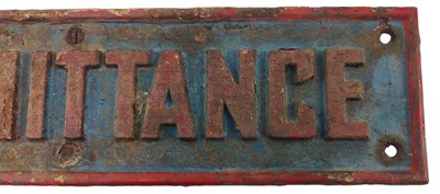 Lot 238 - NO ADMITTANCE - VINTAGE CAST IRON PAINTED SIGN