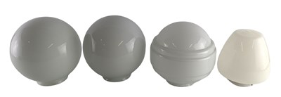 Lot 542 - COLLECTION OF FOUR MID CENTURY OPALINE GLASS LAMP SHADES