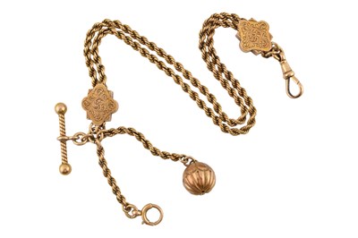Lot 80 - 19TH CENTURY ALBERTINA GOLD WATCH CHAIN