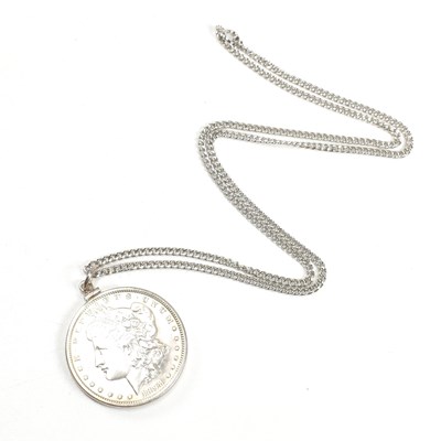 Lot 132 - VICTORIAN 1898 SILVER 1 DOLLAR COIN PENDANT NECKLACE