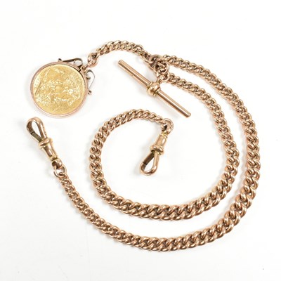 Lot 29 - 9CT GOLD WATCH CHAIN WITH GEORGE V 1912 SOVEREIGN FOB