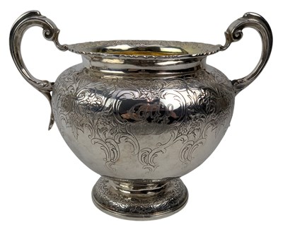 Lot 8 - 19TH CENTURY WILLIAM IV HALLMARKED SILVER THREE-PIECE TEA SERVICE T/W SUGAR TONGS