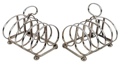 Lot 55 - PAIR OF 20TH CENTURY GEORGE V HALLMARKED SILVER TOAST RACKS