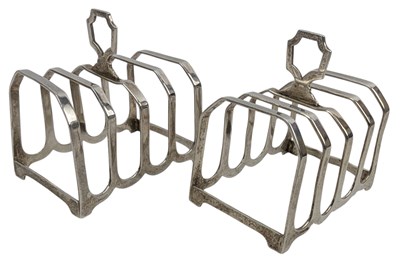 Lot 70 - PAIR OF 20TH CENTURY ELIZABETH II HALLMARKED SILVER TOAST RACKS