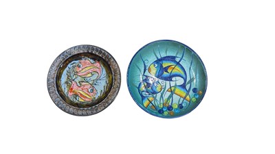 Lot 470 - TWO VINTAGE MID CENTURY CERAMIC FISH PLATES