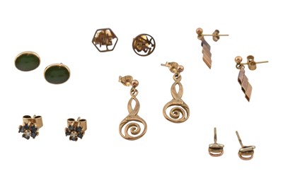 Lot 478 - COLLECTION OF 9CT GOLD & YELLOW METAL PENDANT EARRINGS