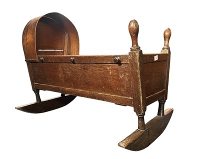 Lot 921 - GEORGE III 18TH CENTURY OAK WOOD ROCKING CRIB/CRADLE/COT