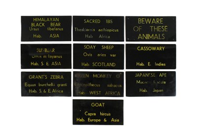 Lot 7 - FORMER BRISTOL ZOO GARDENS - VINTAGE ANIMAL ENCLOSURE PLAQUES