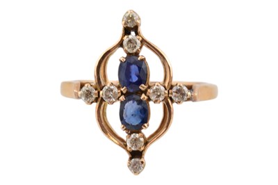 Lot 519 - EARLY 20TH CENTURY 18CT GOLD SAPPHIRE & DIAMOND CROSS RING