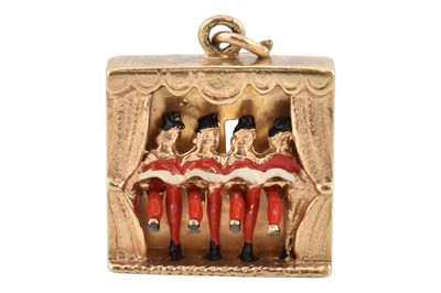 Lot 1 - GOLD ENAMEL DECORATED FOLIES BERGERE CAN-CAN CHARM