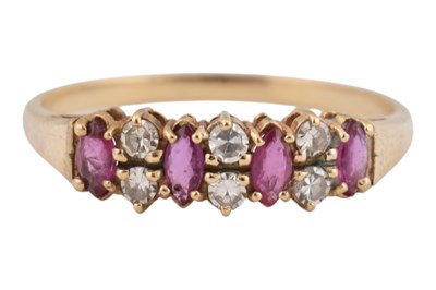 Lot 373 - 9CT GOLD RUBY & DIAMOND CLUSTER RING