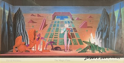 Lot 50 - DAVID HOCKNEY - SIGNED COLOURED OFFSET LITHOGRAPH EXHIBITION POSTER