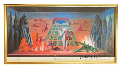 Lot 50 - DAVID HOCKNEY - SIGNED COLOURED OFFSET LITHOGRAPH EXHIBITION POSTER
