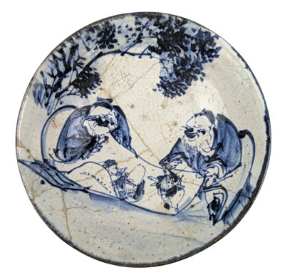 Lot 214 - 19TH CENTURY JAPANESE BLUE AND WHITE POTTERY BOWL 19世纪日本 青花碗