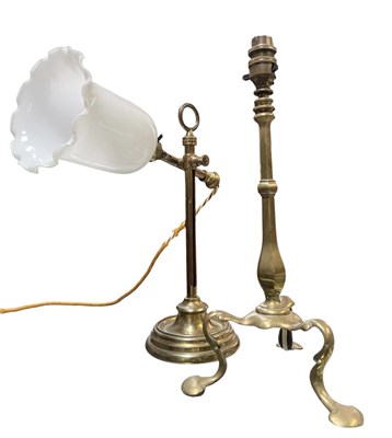 Lot 216 - TWO TURN OF THE CENTURY BRASS TABLE / DESK LAMPS