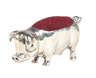 Lot 60 - 925 STERLING SILVER PIN CUSHION IN THE FORM OF A PIG