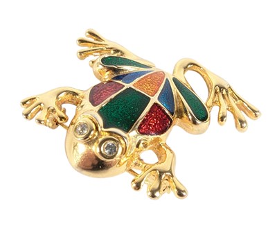 Lot 140 - COSTUME JEWELLERY BROOCH IN THE FORM OF A FROG