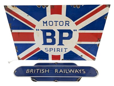 Lot 142A - ENAMEL SIGNS - 'BRITISH RAILWAYS' AND 'BP MOTOR SPIRIT'