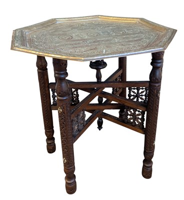 Lot 164 - EARLY 20TH CENTURY ANGO-INDIAN BRASS TRAY TABLE