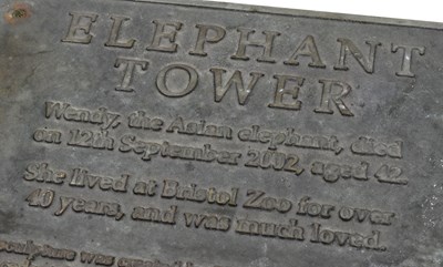 Lot 41 - FORMER BRISTOL ZOO GARDENS - ELEPHANT TOWER - BRONZE PLAQUE